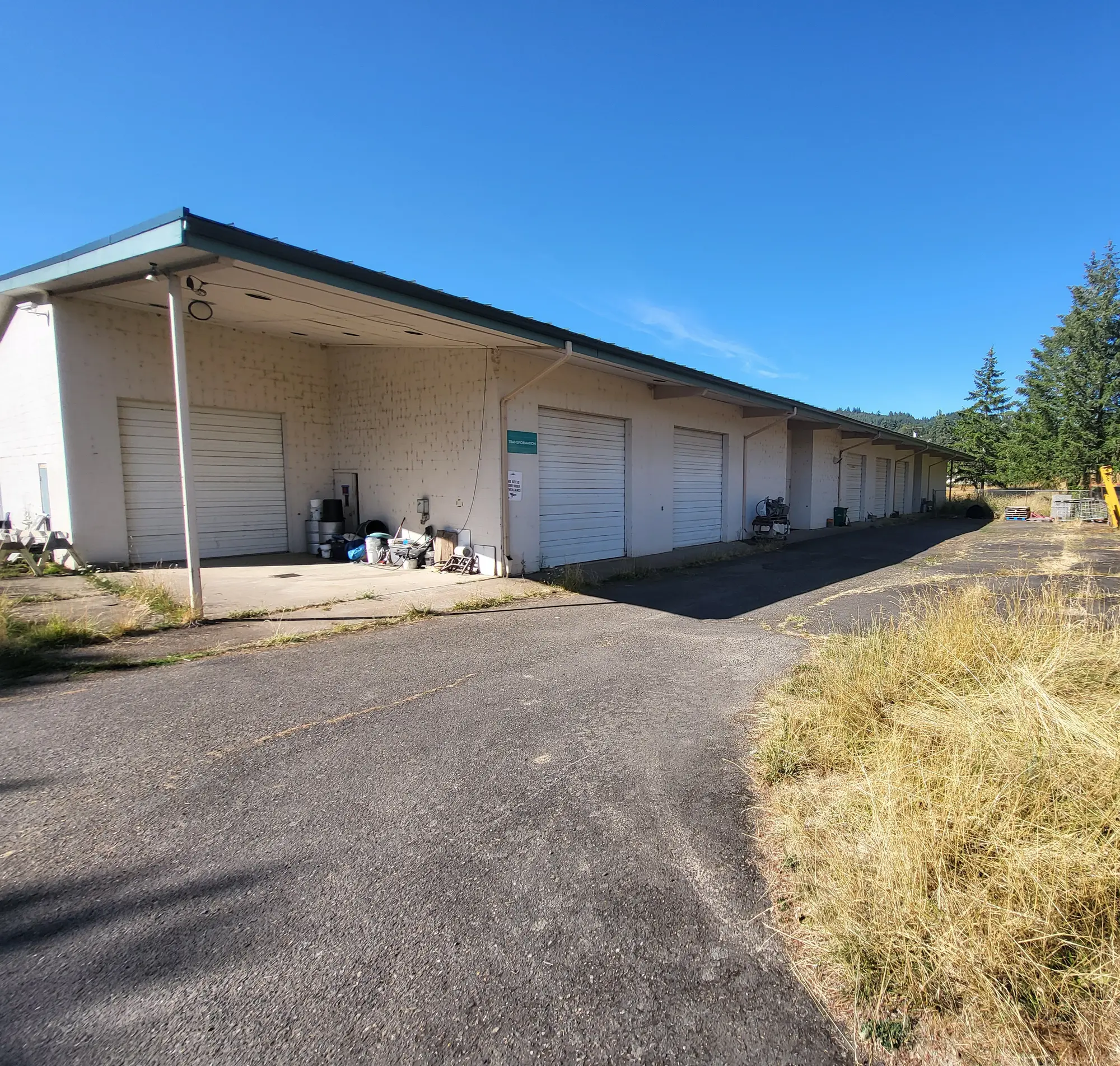 Current condition of an industrial shop space at the preferred property