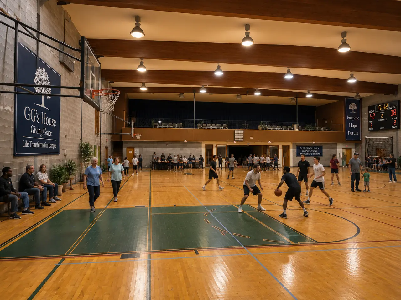 Illustrative concept of a renewed gymnasium and community gathering space