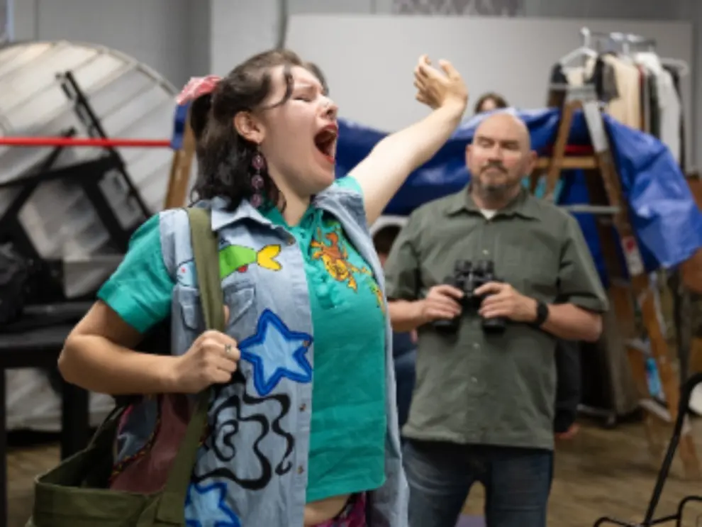 Actors rehearsing a scene from Catch Me When I Fall