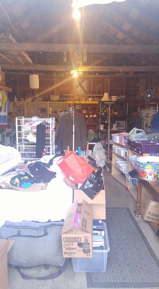 Early donations inside the garage